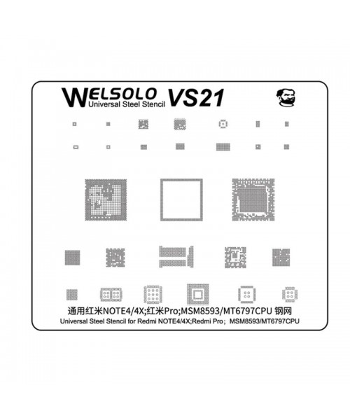 Welsolo VS21 Universal Steel Stencil For Xiaomi Redmi Note 4/4x Redmi Pro MSM8593/MT6797CPU Welsolo VS21 Universal Steel Stencil For Xiaomi Redmi Note 4/4x Redmi Pro MSM8593/MT6797CPU