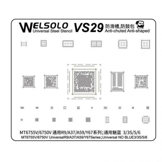 Welsolo VS29 Universal Steel Stencil For Series MT6755V/MT6750V/R9/A37/A59/Y67 Series