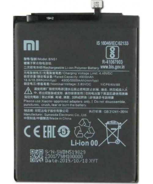 Xiaomi BN51 OEM Μπαταρία Αντικατάστασης 4900mAh για Redmi 8A Xiaomi BN51 OEM Μπαταρία Αντικατάστασης 4900mAh για Redmi 8A