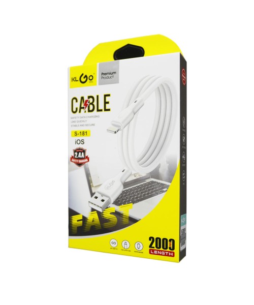 KLGO S181 IOS Lightning 2m Fast Mobile Charging Cable 2.4A KLGO S181 IOS Lightning 2m Fast Mobile Charging Cable 2.4A