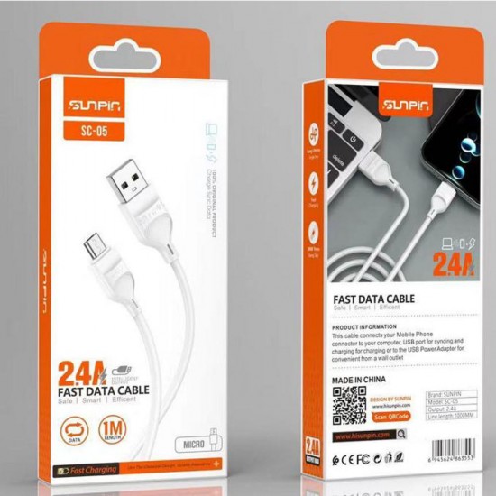 Sunpin SC-05 2.4A TYPE C USB 1m Quick Charge Fast Mobile Charging Cable - White