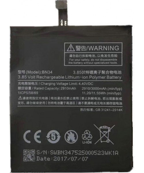 Μπαταρία OEM Xiaomi BN34 Redmi 5A - 3000mAh Μπαταρία OEM Xiaomi BN34 Redmi 5A - 3000mAh