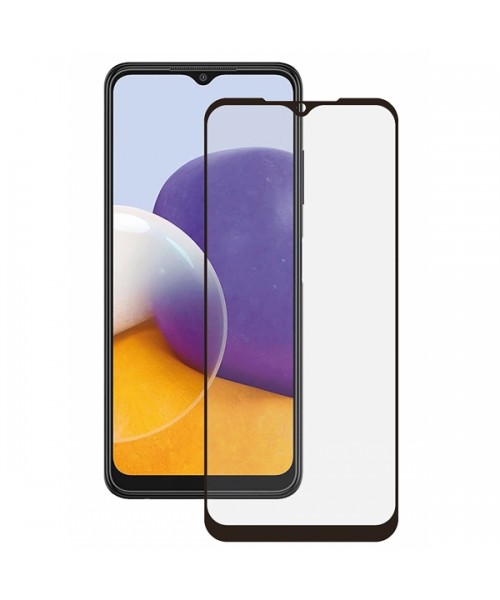 OEM FULL GLUE FULL FACE TEMPERED GLASS FOR SAMSUNG GALAXY A22  - BLACK OEM FULL GLUE FULL FACE TEMPERED GLASS FOR SAMSUNG GALAXY A22  - BLACK