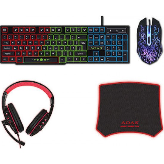 AS-1088 Gaming Keyboard Set with RGB Lighting & Mouse (English US)