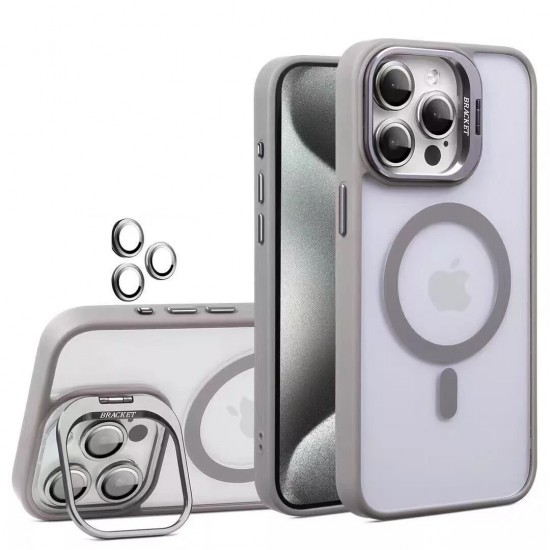 Διαφανής Θήκη iPhone 15 pro max με MagSafe, Kickstand & Προστασία Κάμερας – Αντικραδασμική Γκρί