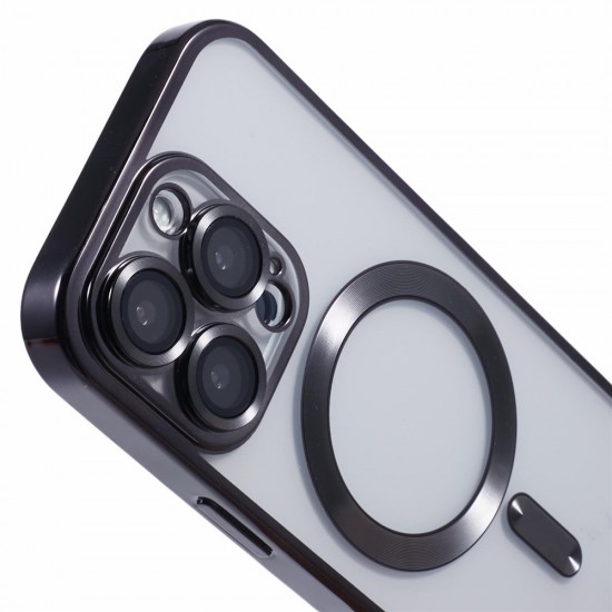 Back Cover Θηκη Σιλικονης Με Τζαμακι Καμερας Και Magsafe (Iphone 13 pro max)Μαύρο