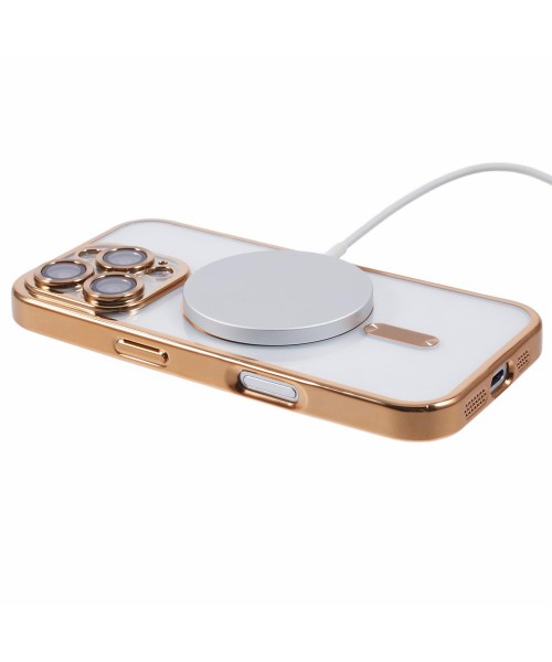 Back Cover Θηκη Σιλικονης Με Τζαμακι Καμερας Και Magsafe (Iphone 13 pro max)Χρύσο