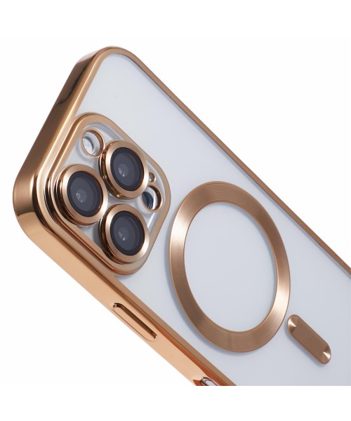 Back Cover Θηκη Σιλικονης Με Τζαμακι Καμερας Και Magsafe (Iphone 16 pro max)Χρύσο