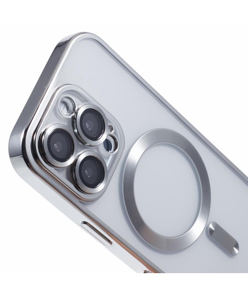 Back Cover Θηκη Σιλικονης Με Τζαμακι Καμερας Και Magsafe (Iphone 16 pro max)Ασήμι