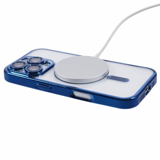 Back Cover Θηκη Σιλικονης Με Τζαμακι Καμερας Και Magsafe (Iphone 13 pro max)Μπλε