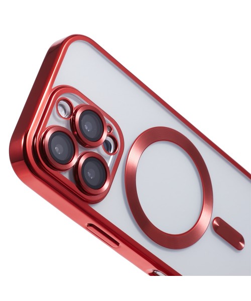 Back Cover Θηκη Σιλικονης Με Τζαμακι Καμερας Και Magsafe (Iphone 13 pro max)Κόκκινο