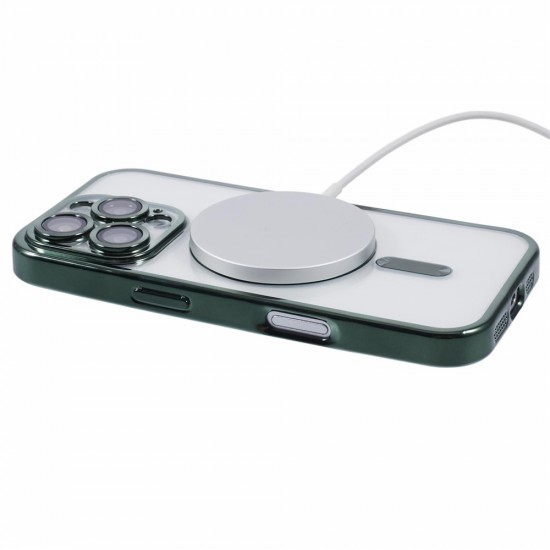 Back Cover Θηκη Σιλικονης Με Τζαμακι Καμερας Και Magsafe (Iphone 13 pro max)πράσινο