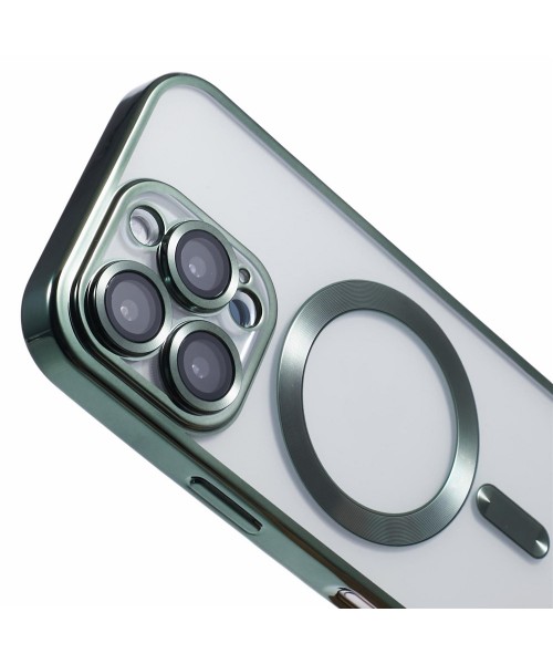 Back Cover Θηκη Σιλικονης Με Τζαμακι Καμερας Και Magsafe (Iphone 13 pro max)πράσινο