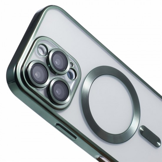 Back Cover Θηκη Σιλικονης Με Τζαμακι Καμερας Και Magsafe (Iphone 13 pro max)πράσινο