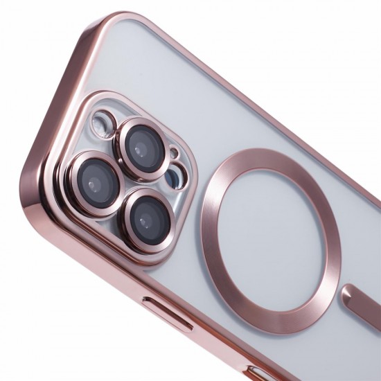 Back Cover Θηκη Σιλικονης Με Τζαμακι Καμερας Και Magsafe (Iphone 16 pro max)Ρόζ