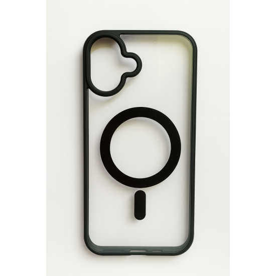 Διαφανής θήκη σιλικόνης με υποστήριξη MagSafe για iPhone 16 plus - Μαύρο