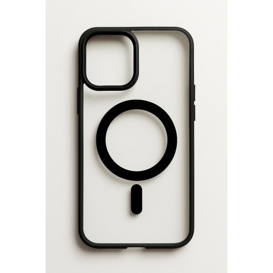Διαφανής θήκη σιλικόνης με υποστήριξη MagSafe για iPhone 15 pro max - Μαύρο