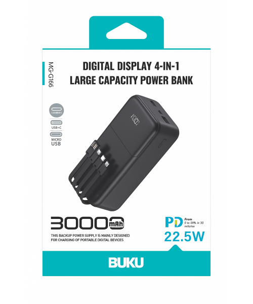 BUKU Solar Power Bank MG-G166 30000mAh BUKU Solar Power Bank MG-G166 30000mAh