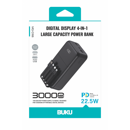 BUKU Solar Power Bank MG-G166 30000mAh BUKU Solar Power Bank MG-G166 30000mAh