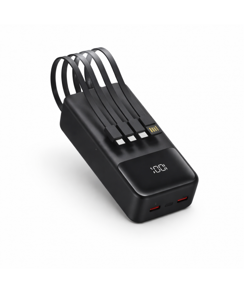 Power Bank TAKEMORE P863 30000mAh 22.5W PD με Ενσωματωμένα Καλώδια & LED Ένδειξη