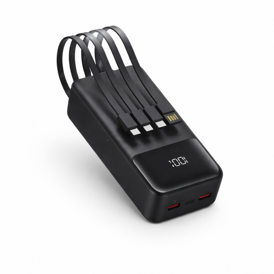 Power Bank TAKEMORE P863 30000mAh 22.5W PD με Ενσωματωμένα Καλώδια & LED Ένδειξη