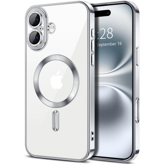 Siipro Back Cover Θηκη Σιλικονης Με Τζαμακι Καμερας Και Magsafe (Iphone 16) Ασημί