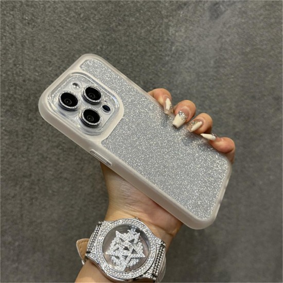  Θήκη Σιλικόνης για iphone 15 Pro Max Glitter και καλύμμα κάμερας  -Λεύκο