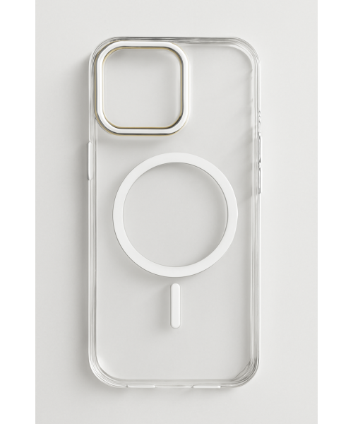 Διαφανής Θήκη για iPhone 16 Pro Max με Ασημί  Περιγράμματα και Σχεδιασμό Μαγνητικού Φορτιστή