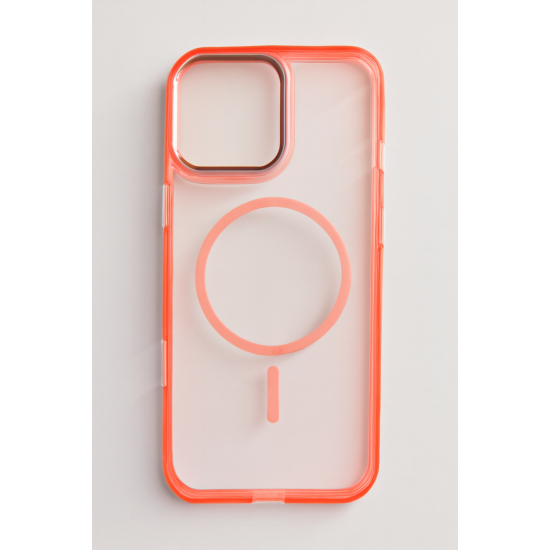 Διαφανής Θήκη για iPhone 16 Pro Max με Ροζ Περιγράμματα και Σχεδιασμό Μαγνητικού Φορτιστή