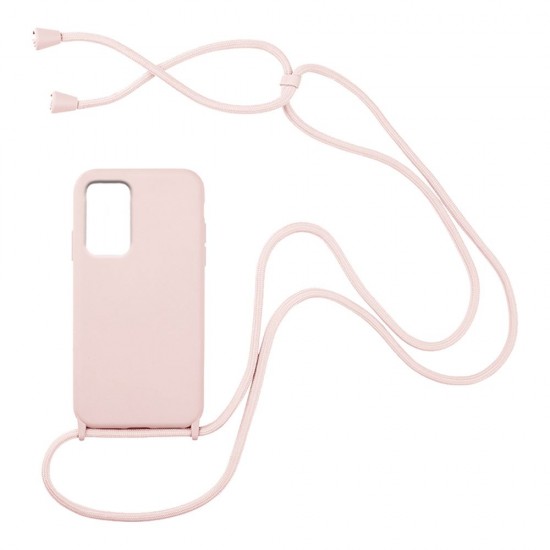 Liquid Back Cover Σιλικόνης με Κορδόνι Για (Samsung Galaxy A32 5G ) - ροζ Liquid Back Cover Σιλικόνης με Κορδόνι Για (Samsung Galaxy A32 5G ) - ροζ